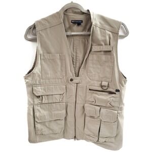 5.11 Tactical Series Vest Mens Large Khaki Utility Multi Pocket Zip Travel Range